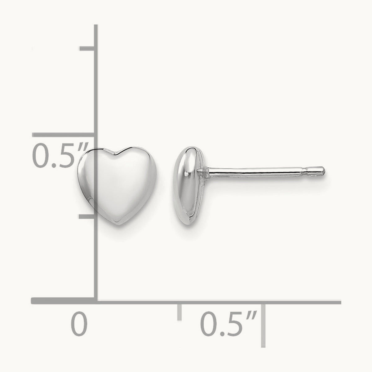 Heart Post Stud Earrings, 14K White Gold
