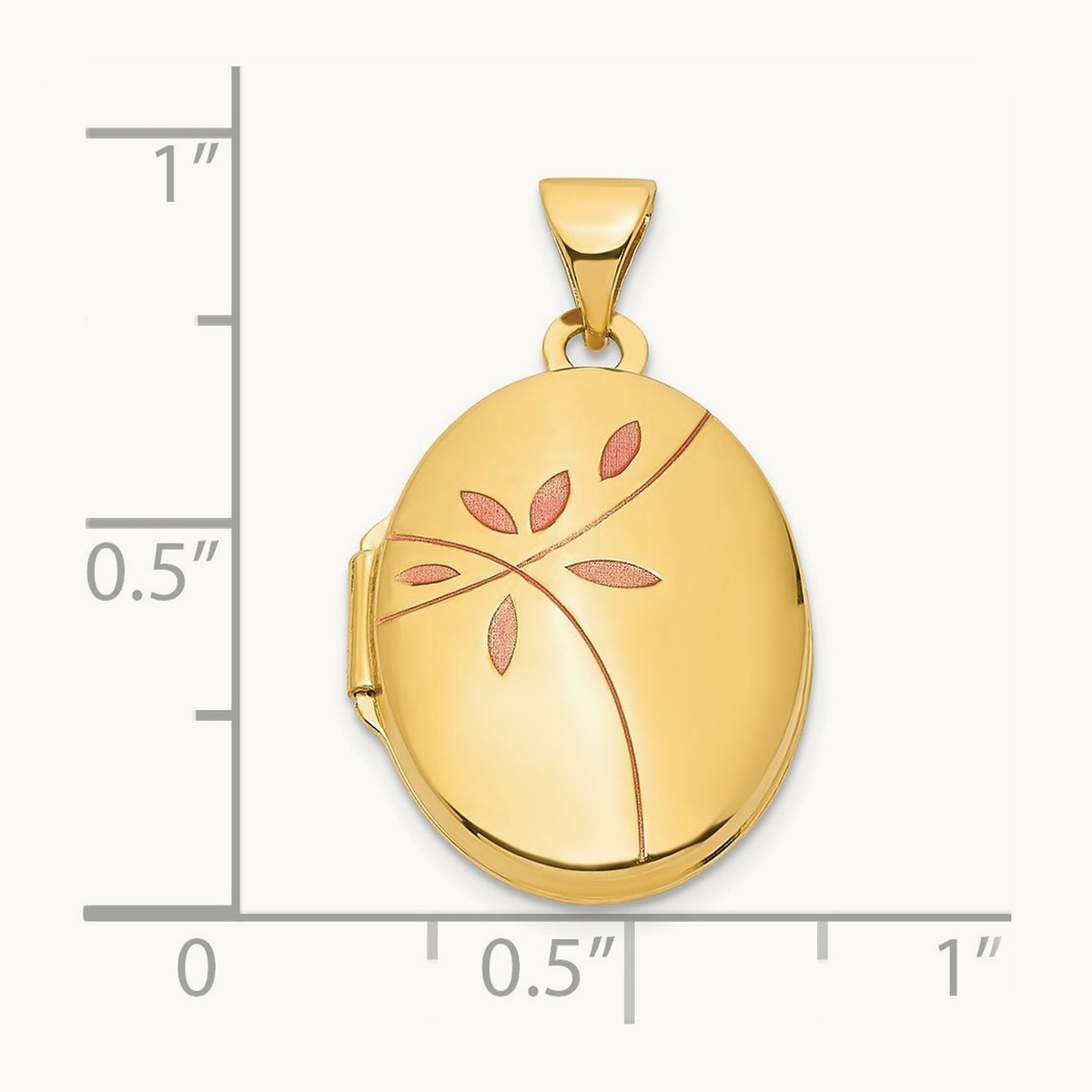 Enamel Leaves Oval Locket — 14K Yellow Gold