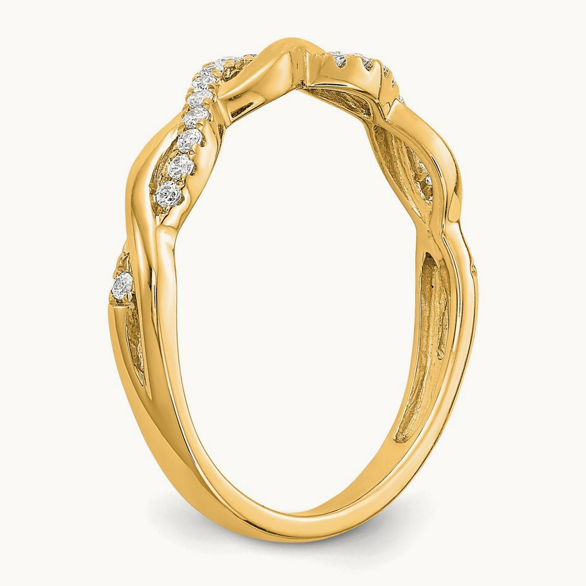 Diamond Criss-Cross Wedding Band — 14K Yellow Gold, 7