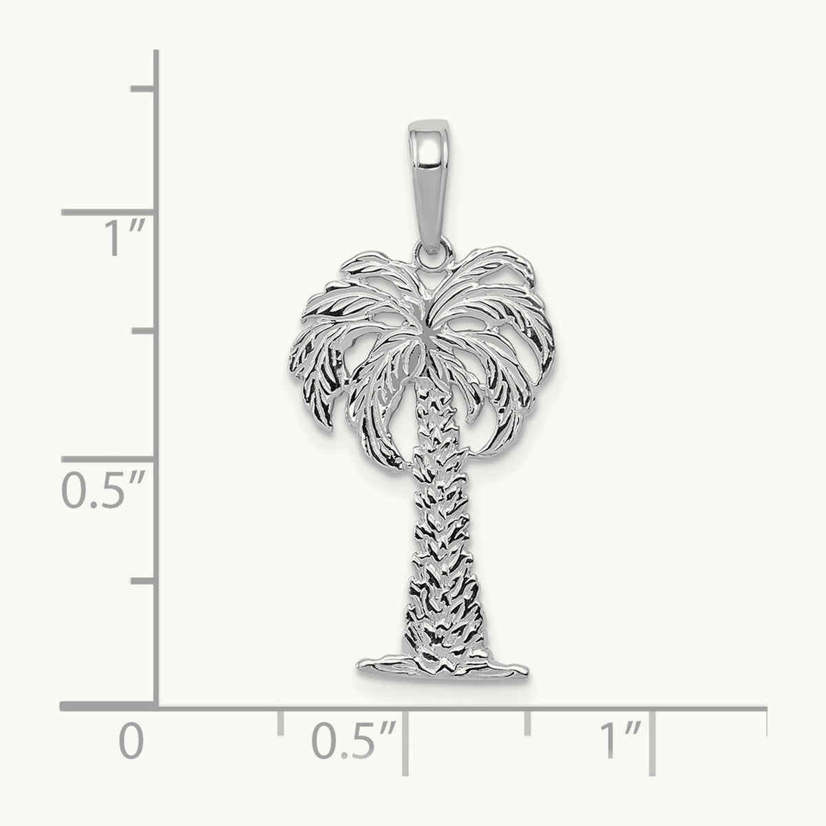 Palm Tree Pendant — 14K White Gold