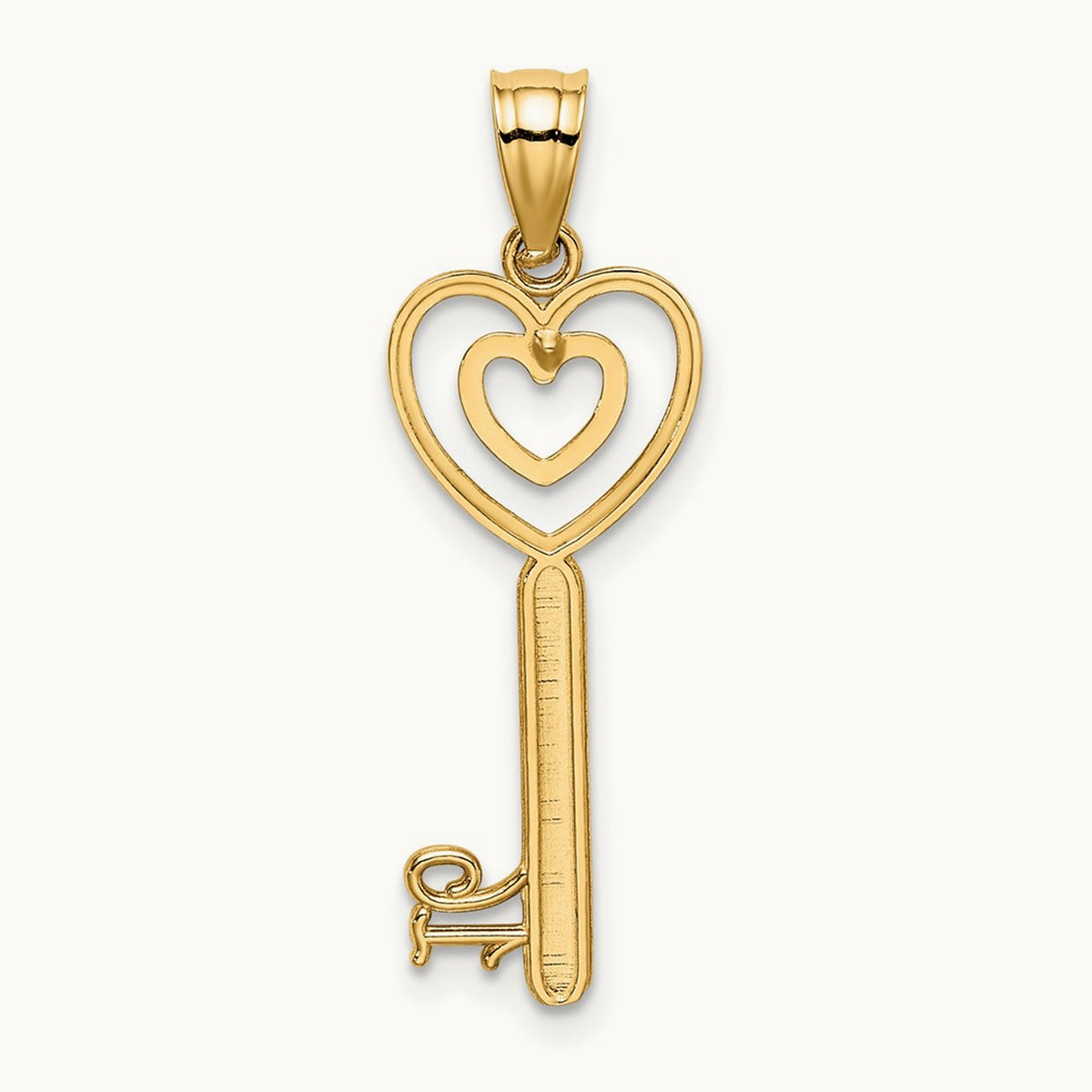Key w/Heart Sweet 16 Pendant, 14K