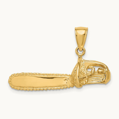 3-D Large Chain Saw Charm, 14K