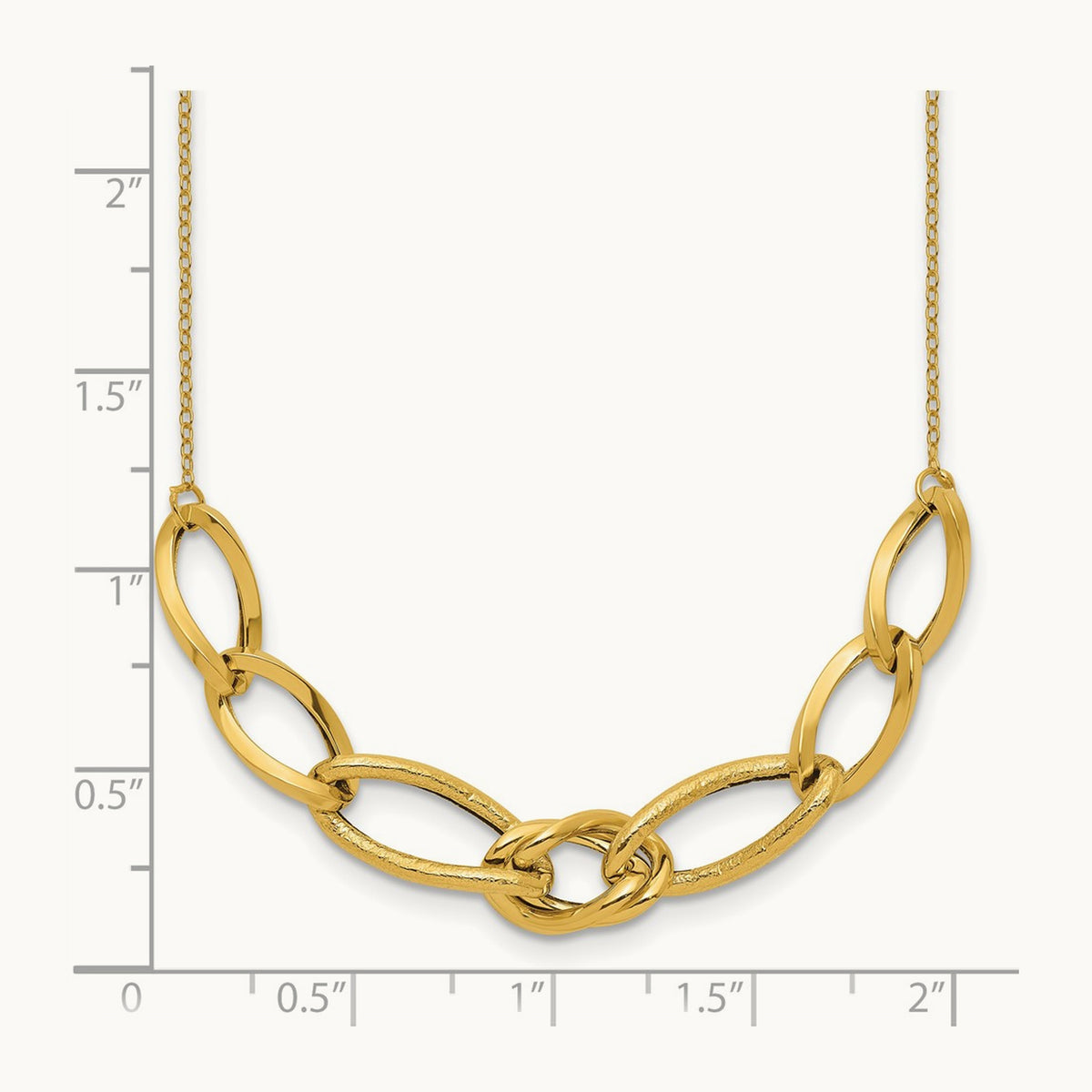 Polished and Textured Fancy Link Necklace, 14K