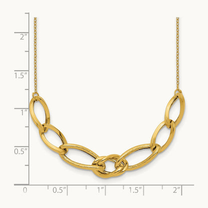 Polished and Textured Fancy Link Necklace, 14K