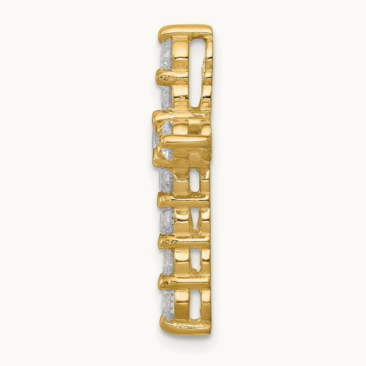 Cross Chain Slide Pendant, 1.25 ct tw Lab-Grown Diamond — 14K Yellow Gold