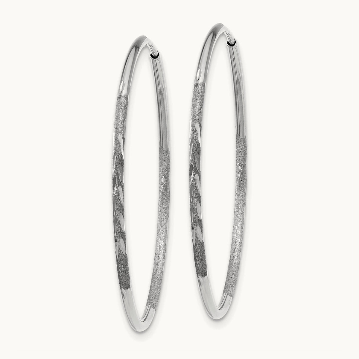 Diamond-cut Endless Hoop Earring — 14K White Gold