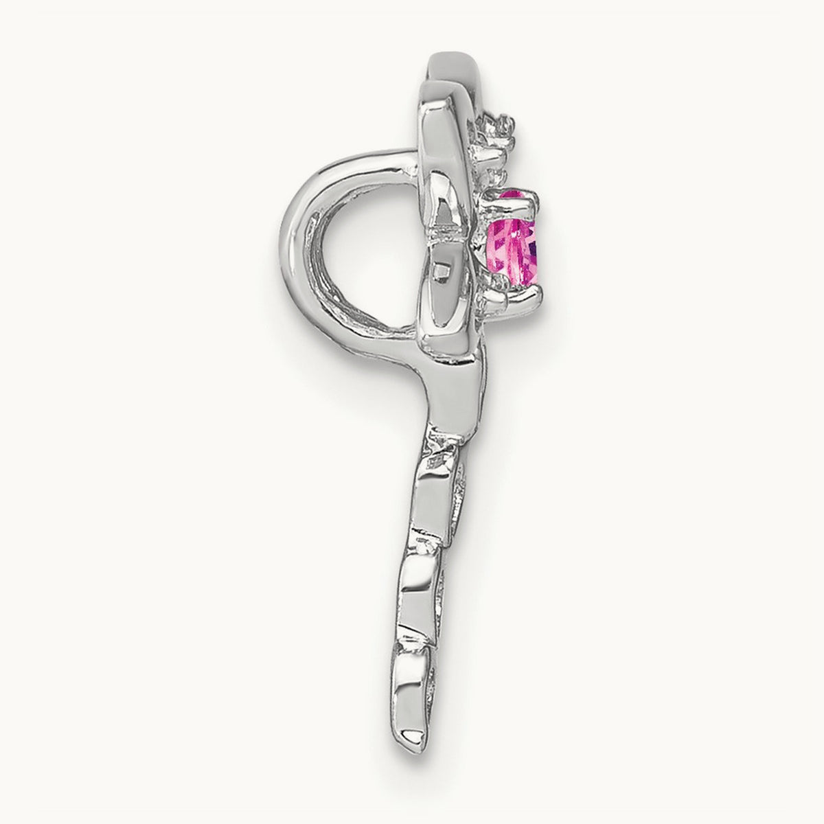 Cr. Pink Sapphire and Diamond Dragonfly Chain Slide, 14K White Gold