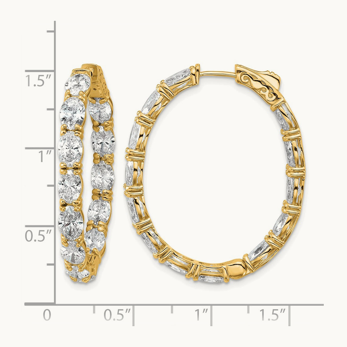 Oval & Round in/Out Hoop Earrings, 8.50 ct tw Lab-Grown Diamond — 14K Yellow Gold