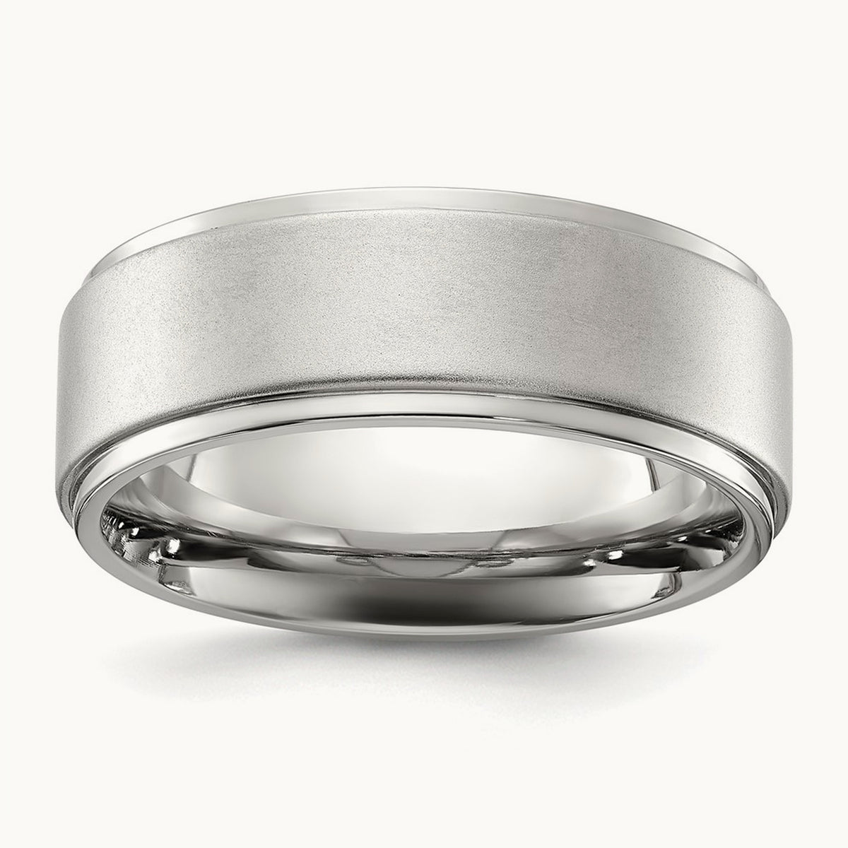 Polished with Brushed Center Band, 8mm, Stainless Steel