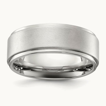 Polished with Brushed Center Band, 8mm, Stainless Steel