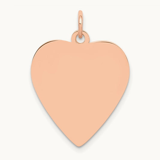 Polished Heart Shaped Disc Pendant, 14K Rose