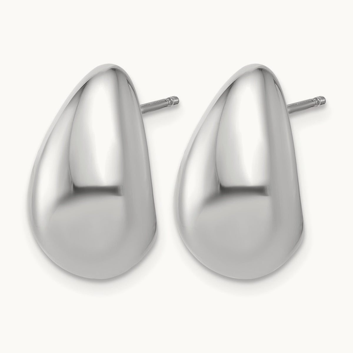 RH-plat Polished Puff Teardrop Post Earrings, Sterling Silver — Leslie's