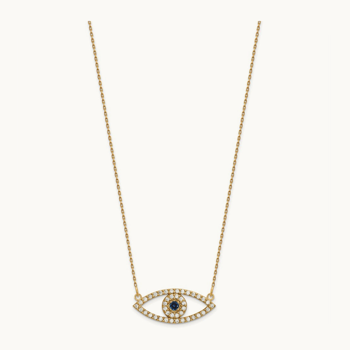 Medium Necklace Diamond and Sapphire Evil Eye, 14K