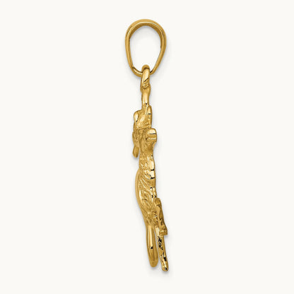 Deer Running Pendant, 14K