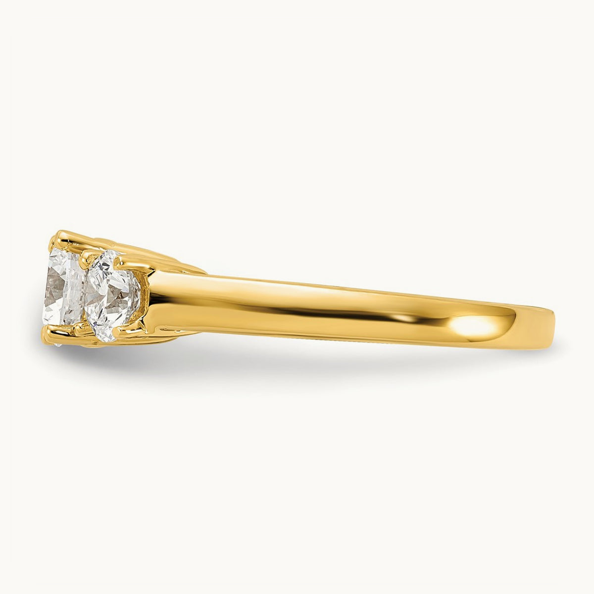 Round Prong-Set 3 Stone Engagement Ring — 14K Yellow Gold, 1 1/2 ct, 7