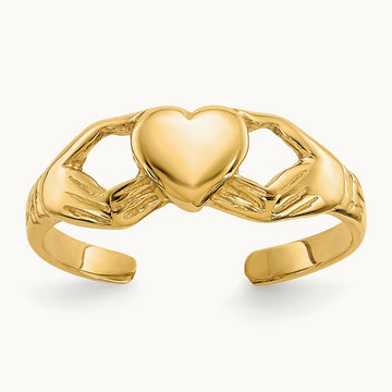 Polished Claddagh Toe Ring, 14K