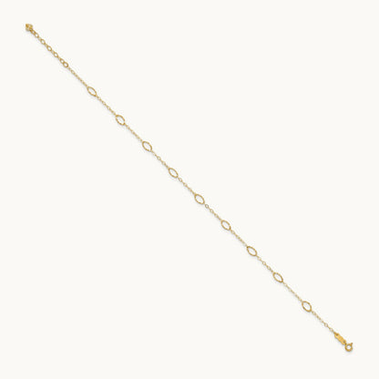 Oval Shapes 10in Plus 1in ext Anklet, 14K