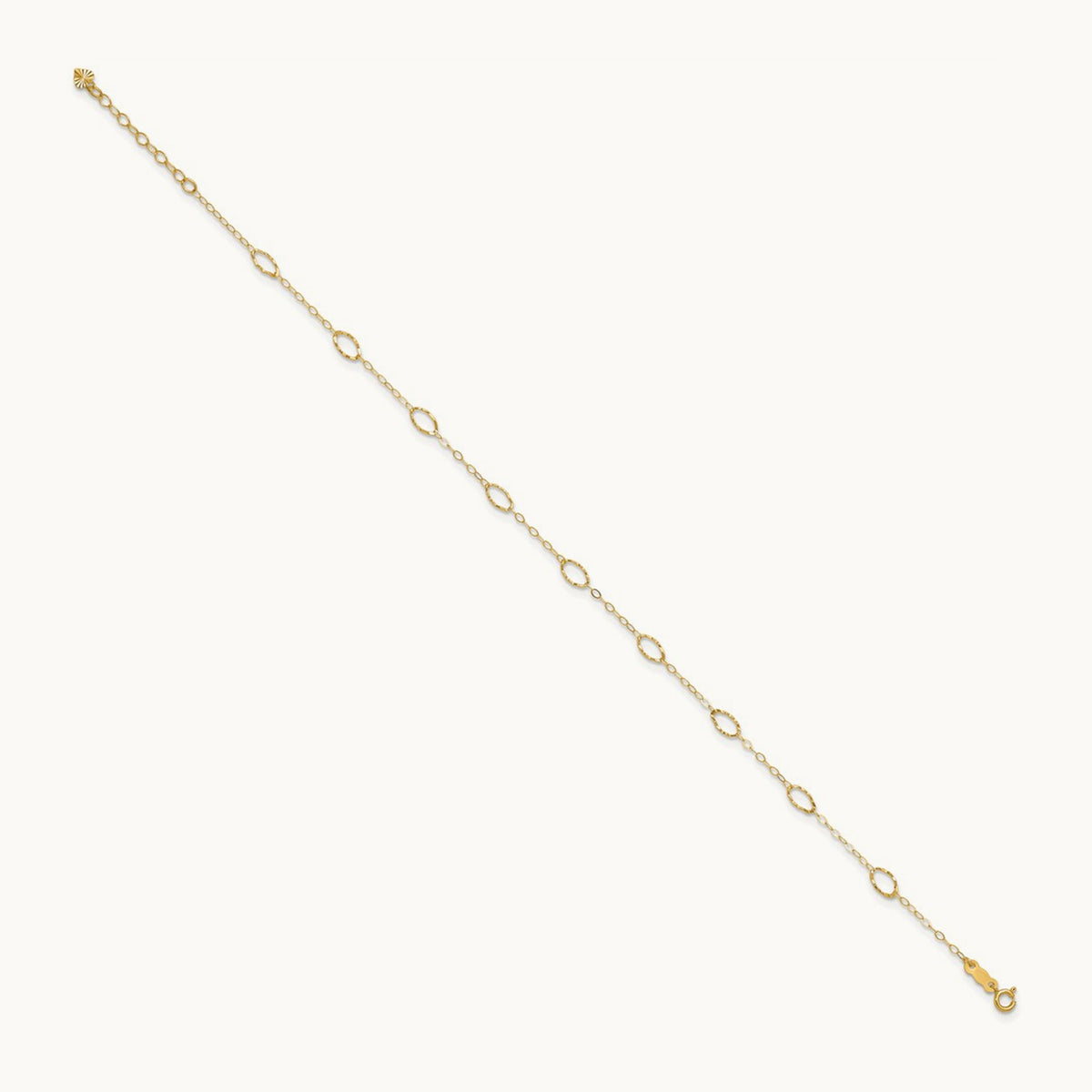 Oval Shapes 10in Plus 1in ext Anklet, 14K