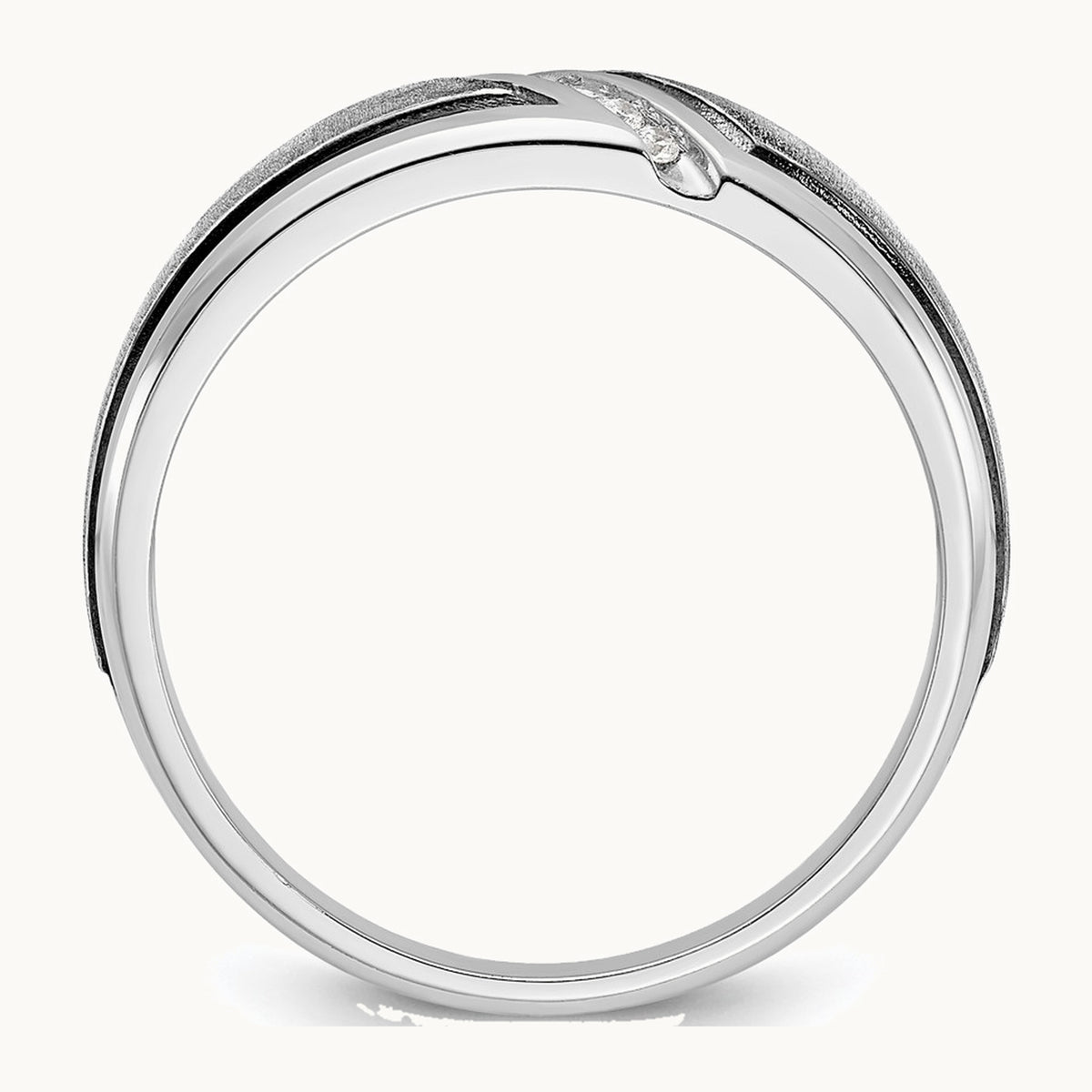 IBGoodman 14K White Gold with Black Rhodium Men's Polished and Satin 1/15 Carat AA Quality Diamond Ring