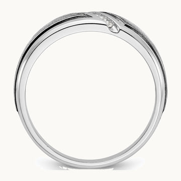IBGoodman 14K White Gold with Black Rhodium Men's Polished and Satin 1/15 Carat AA Quality Diamond Ring