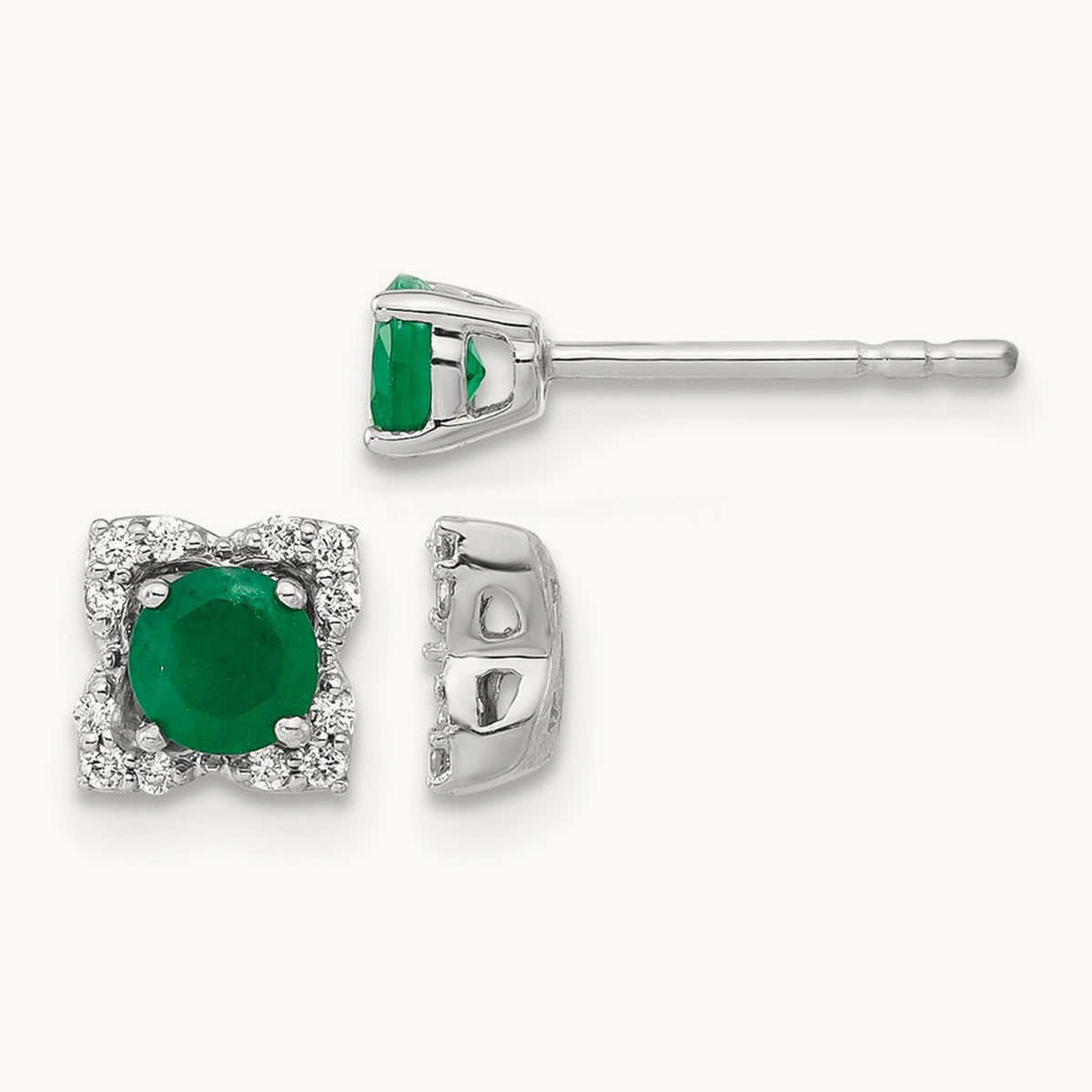 Diamond and Emerald Stud w/ Jacket Earrings — photo set