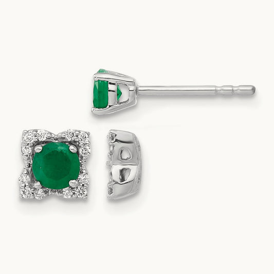 Diamond and Emerald Stud w/ Jacket Earrings — photo set
