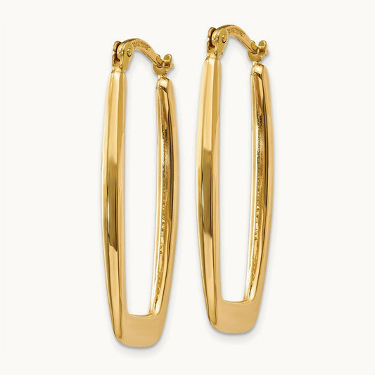 Polished Rectangle Hoop Earrings — 14K Yellow Gold