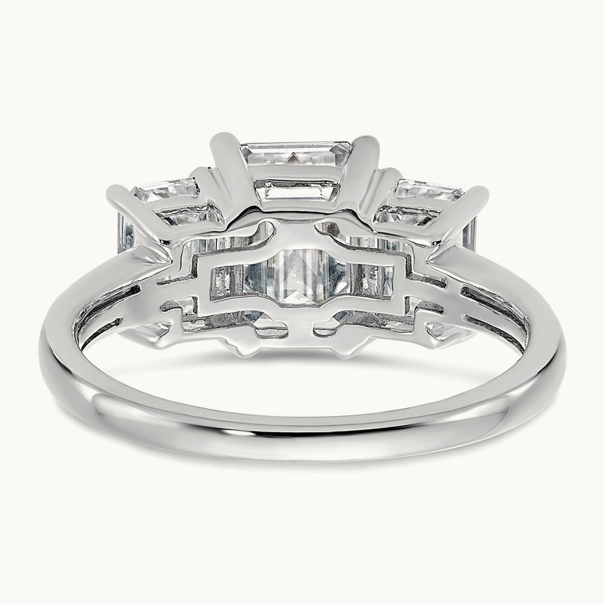 Emerald 3 Stone Engagement Ring, 1.50-4.25 ct tw Lab-Grown Diamond — 1 1/2 ct, 14K White Gold