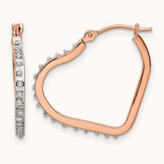 RG Diamond Fascination Diamond Dust/Accent Heart Hoops, 14K