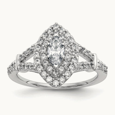 Marquise Semi-Mount Double Halo Engagement Ring, 0.50 ct tw