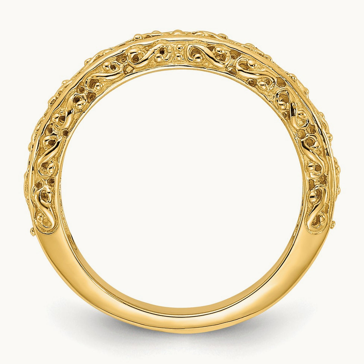 Filigree Wedding Band — 14K Yellow Gold