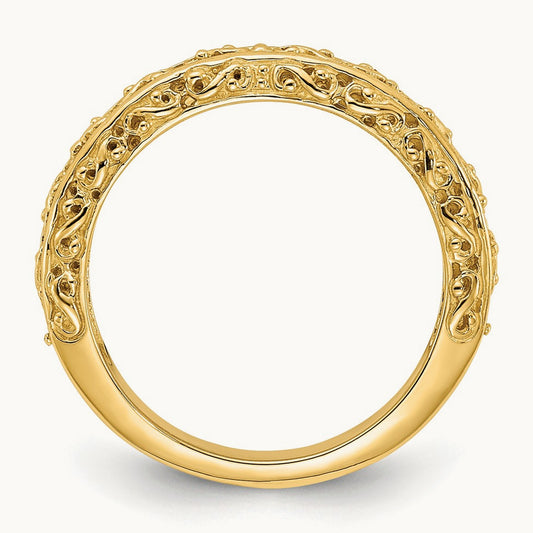 Filigree Wedding Band — 14K Yellow Gold
