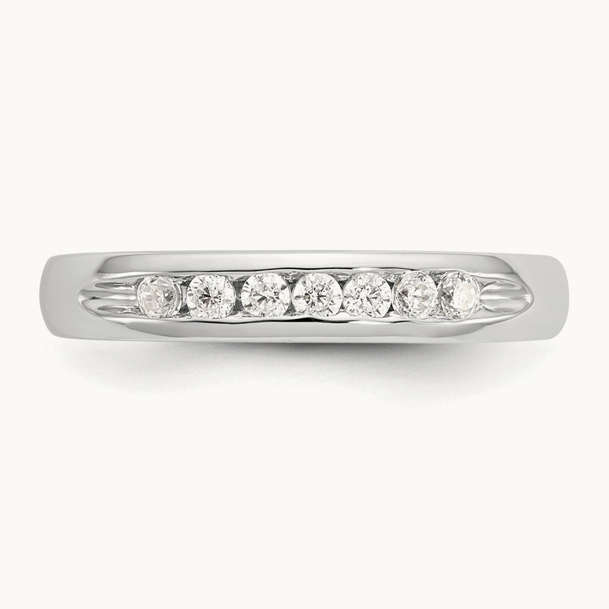 7-Stone Diamond Channel Band, 14K White Gold