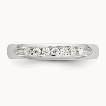 7-Stone Diamond Channel Band, 14K White Gold