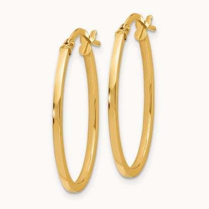 Polished Oval Hoop Earrings, 14K — Leslie's