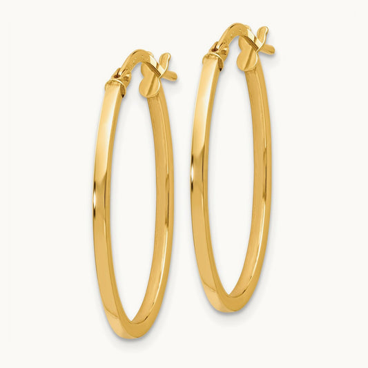 Polished Oval Hoop Earrings, 14K — Leslie's