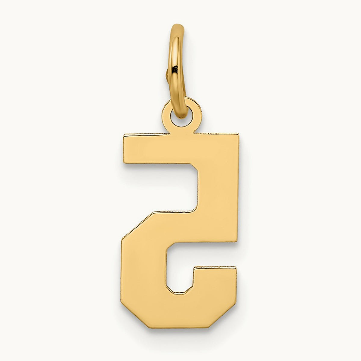 Small Satin Number 5 Charm — 14K Yellow Gold