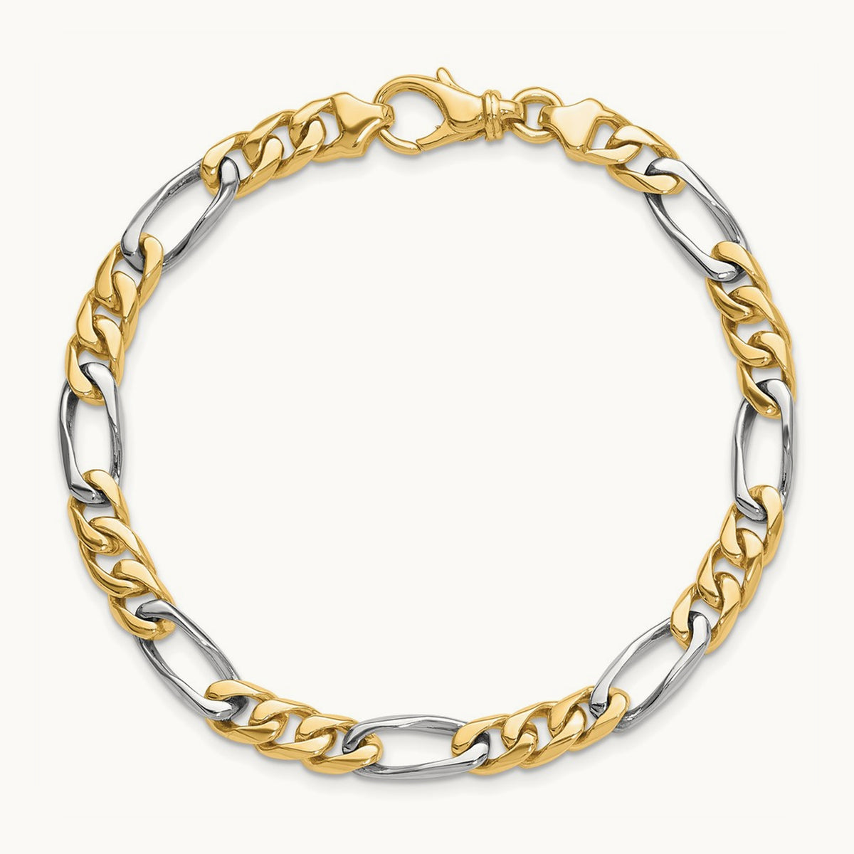 Hand-polished Fancy Link Bracelet, 6.3mm, 14K Two-tone