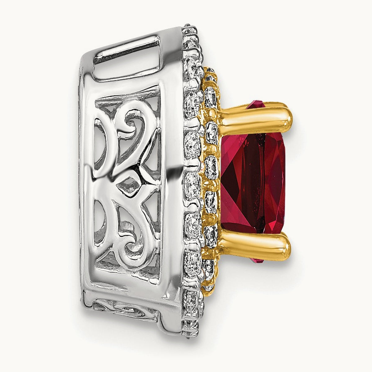 Created Ruby Chain Slide, 0.50 ct tw Lab-Grown Diamond
