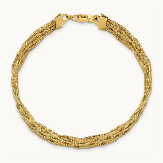 Polished Braided Mesh Bracelet, 14K — Leslie's