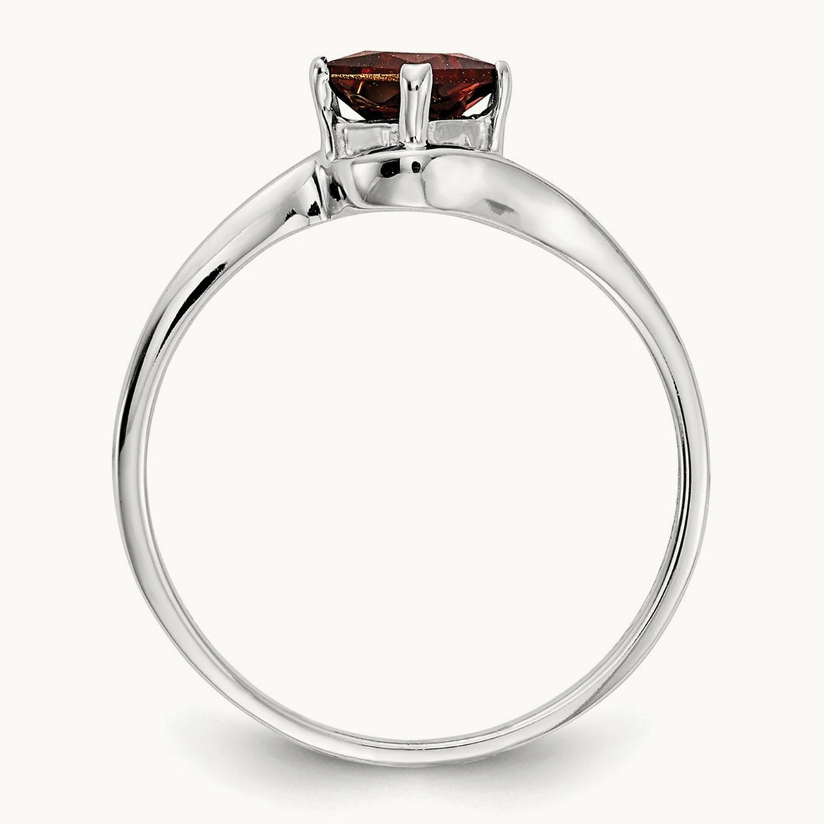 Princess Cut Garnet Ring — 14K White Gold