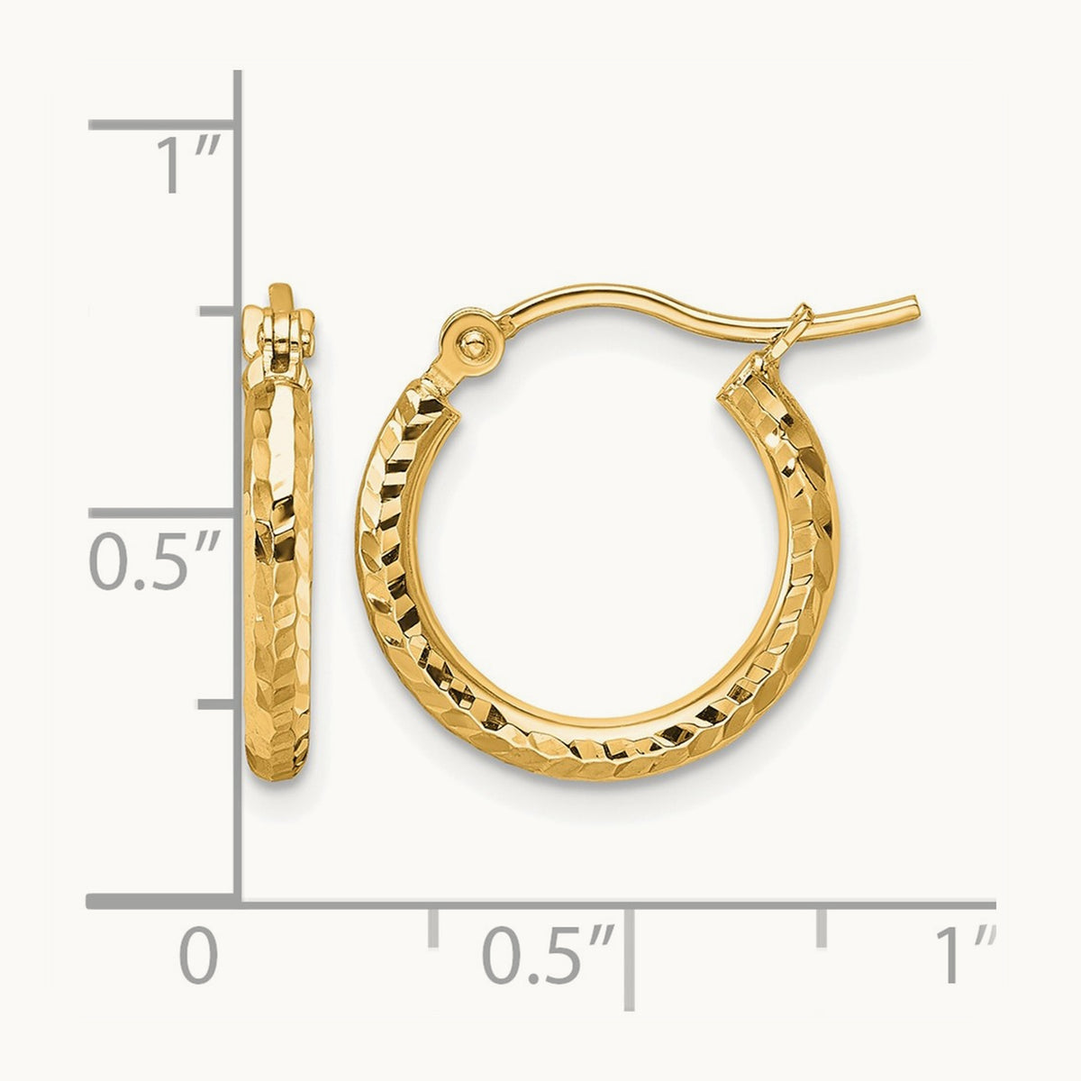 Diamond-cut Round Tube Hoop Earrings, 2mm — Leslie's
