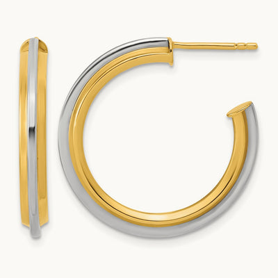 w/ Polished and Grooved J-Hoop Post Earrings — Leslie's — 27mm
