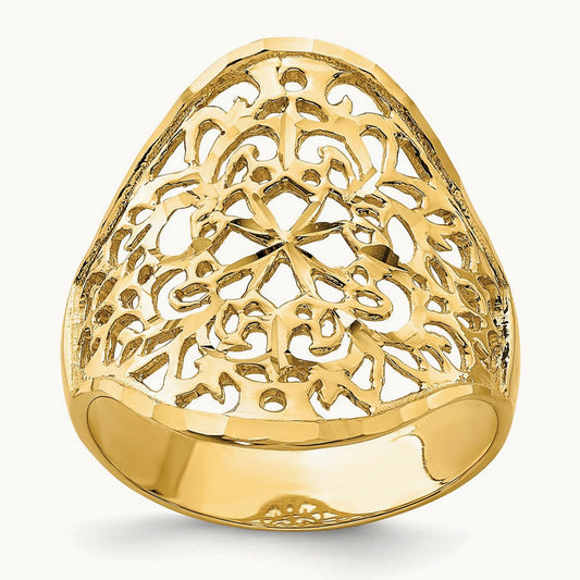 Polished Filigree Ring, 14K