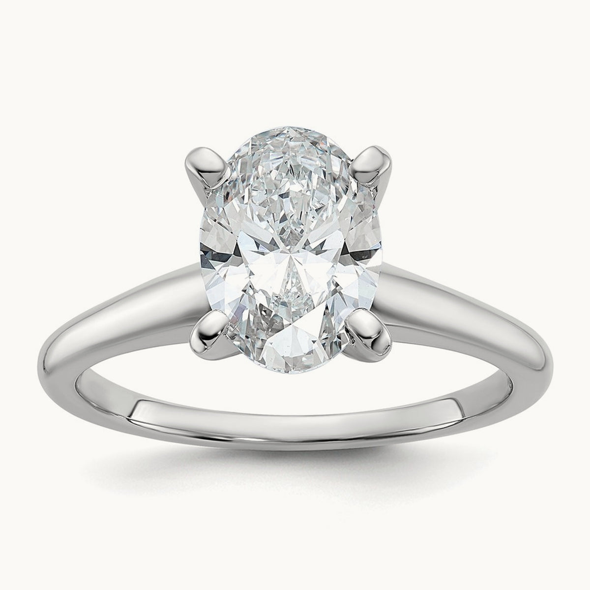 Oval Solitaire Engagement Ring, 0.50-5.00 ct tw Lab-Grown Diamond — 1 3/4 ct, 14K White Gold