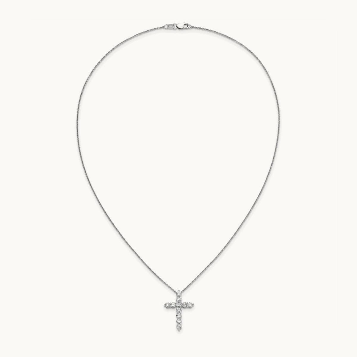 Diamond Cross 18 inch Necklace, 14K White Gold