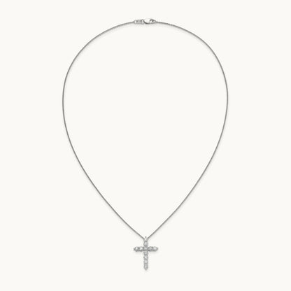 Diamond Cross 18 inch Necklace, 14K White Gold