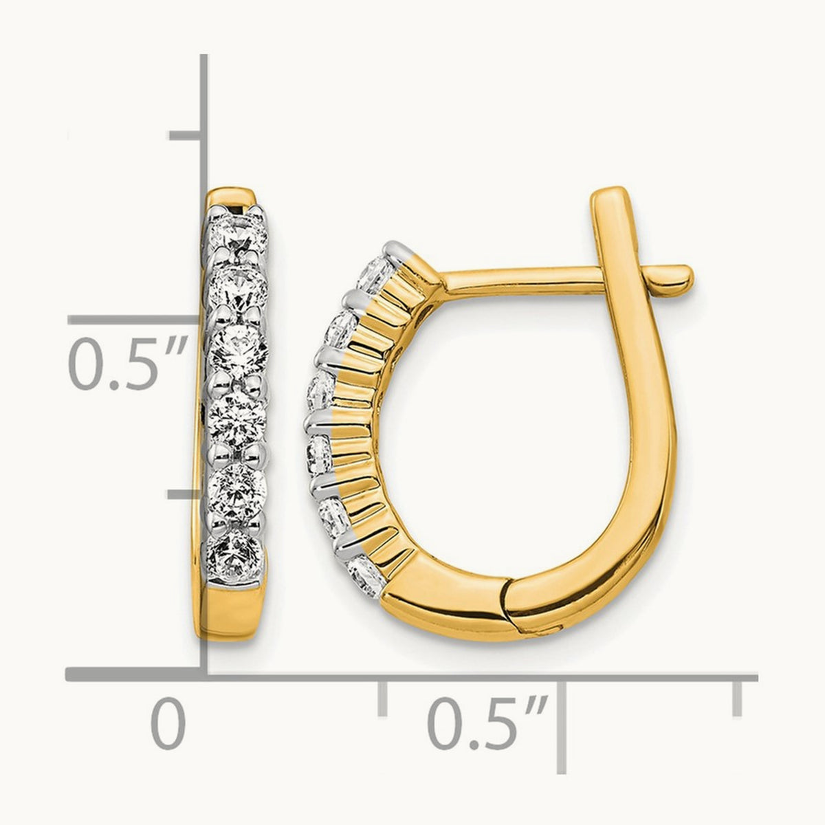 Diamond Hinged Hoop Earrings — 14K Yellow Gold, 17mm