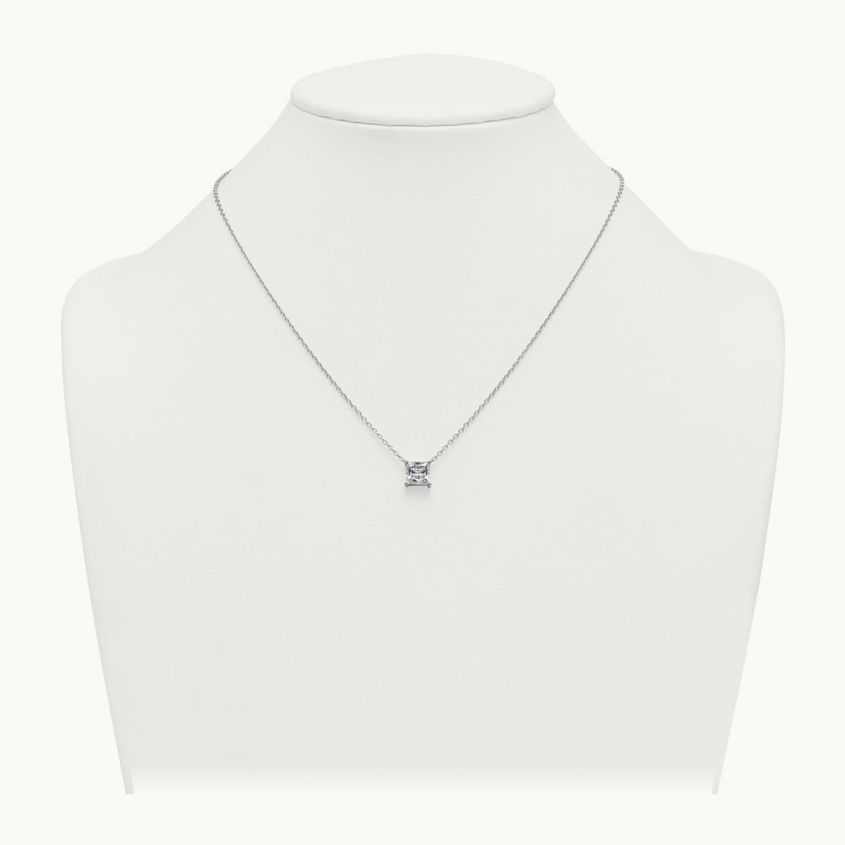 Princess Pendant Necklace, 0.25-4.00 ct tw Lab-Grown Diamond — 2 1/2 ct, 14K White Gold