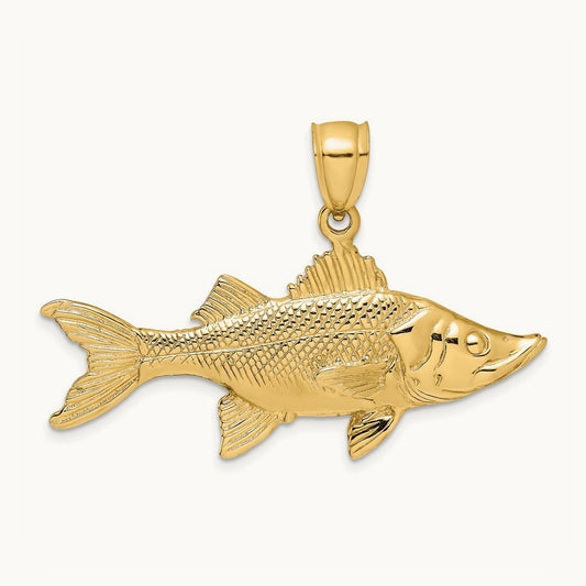 3-D Tarpon Fish Charm, 14K
